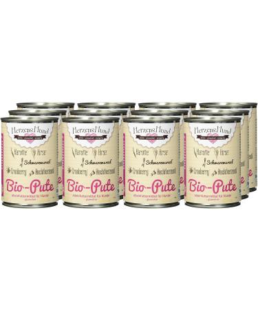 Herzens-Hund HerzensHund Organic Turkey with Organic Millet Organic Carrot Organic Black Root Organic Cranberry Evening Primrose Oil Gluten Free 12 x 400 g - Buy Online on GoSupps.com