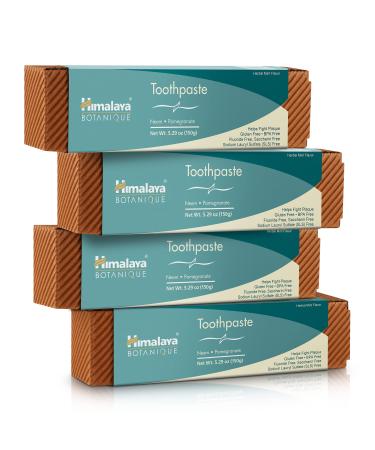 Himalaya Botanique Neem and Pomegranate Toothpaste Natural Fluoride Free Saccharin Free SLS Free & Gluten Free Vegan 150 g (5.29 oz) 4 Pack