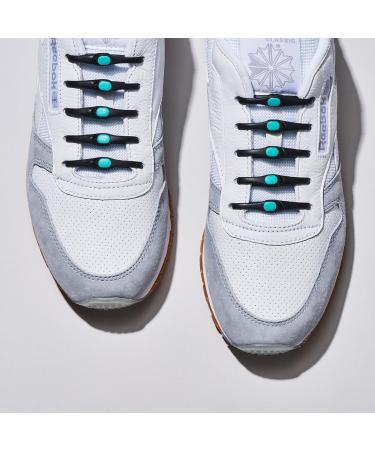 HICKIES 2.0 Elastic Tie-Free Shoelaces - Black/Mint | International Shipping Available - Buy Online on GoSupps.com