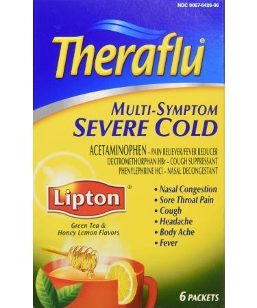 Theraflu Multi Symptom Severe Cold w/Lipton-Honey Lemon 6 ct