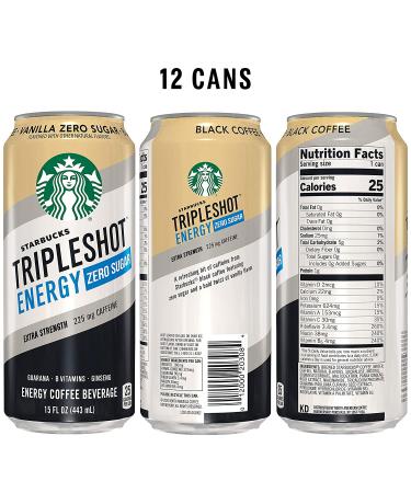 Starbucks Tripleshot Energy Extra Strength Espresso Vanilla Coffee Beverage, 225mg Caffeine, 15oz Cans (12 Pack) - Zero Sugar - Buy Online on GoSupps.com