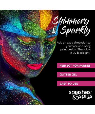 UV Glitter Body Paint Gel Set - 4 Colors - 10ml Tubes - Glowing Effect - For Girls, Women, Adults - Dress Up, Festival, Halloween - by Splashes and Spills - Buy Online on GoSupps.com