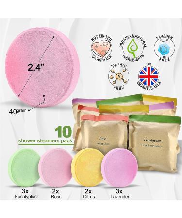 Eco-Formula Essential Oil Shower Steamer Set - Citrus Lavender Eucalyptus Rose Aromatherapy Tablets for Relaxation - Men and Women - Buy Online on GoSupps.com