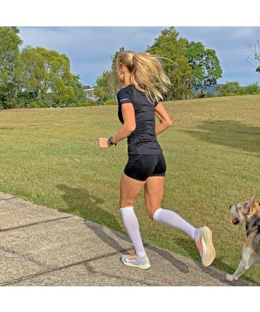 aZengear Compression Socks (20-30mmHg) - Knee-High Flight Travel Stockings for Swollen Legs, Varicose Veins, Shin Splints - Support for Sports, Running - S/M White - Buy Online on GoSupps.com