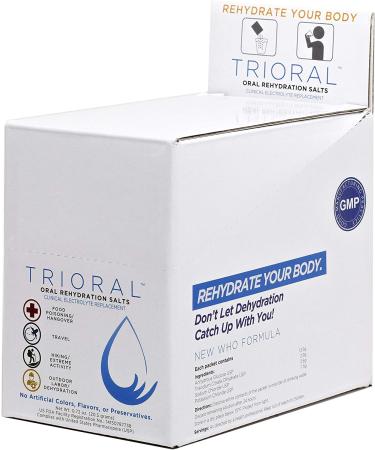 TRIORAL Oral Rehydration Salts ORS - 15 One Liter Packets, WHO New Formula - Electrolyte Replacement for Food Poisoning, Hangovers, Diarrhea - Buy Online on GoSupps.com