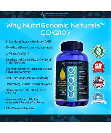 CoQ10 100mg Softgels with Organic Olive Oil - Heart Health & Energy Support - Buy Online on GoSupps.com
