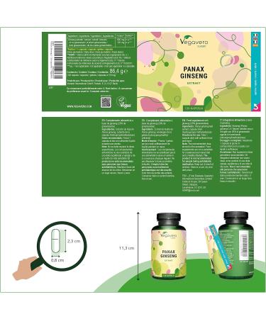 PANAX GINSENG Red | 120 Capsules | Extra Strength: 4800 mg/d | Anti Stress + Concentration + Energy Booster | With 20% Ginsenosides | No Additives & Vegan | 120 Capsules | Vegavero  - Buy Online on GoSupps.com