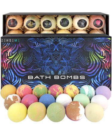Bath Bombs for Men  Gift Set of 18 Scented Organic Handmade Bath Bombs of 2.5 oz with Natural Essential Oils. Perfect for Boyfriend  Husband  Father or Friend  by ZenseMe