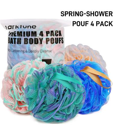 4 Pack XL Soft Nylon Loofah Bath Sponge for Exfoliating Shower Scrubber - Men and Women Beauty Bathing Accessory Set - Buy Online on GoSupps.com