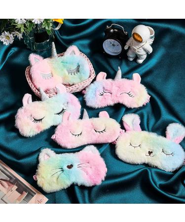 SATINIOR Unicorn Sleep Mask - Rainbow Eye Cover for Girls, Kids, and Adults - Soft Plush Blindfold for Travel - 6 Count - Buy Online on GoSupps.com
