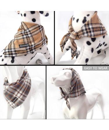 Soft Washable Plaid Bandana for Dogs and Cats - Adjustable Triangle Scarf (Grey Large) - Buy Online on GoSupps.com