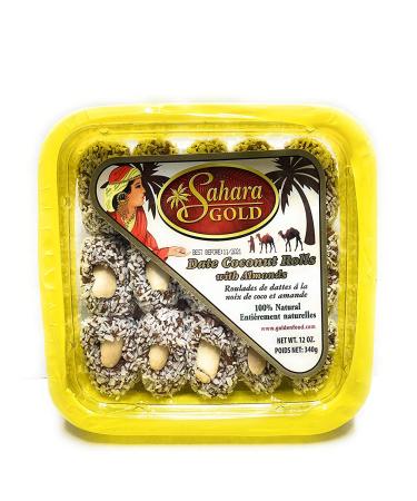 Date Coconut Rolls with Almonds 12 Oz by Sahara Gold Dates - All Natural - Buy Online on GoSupps.com