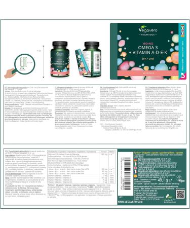 Omega 3 + Vitamins A D3 E K2 | Unique & VEGAN | With EPA and DHA | Premium Quality: life's OMEGA | Cardiovascular Health | 60 Capsules | Vegavero  - Buy Online on GoSupps.com