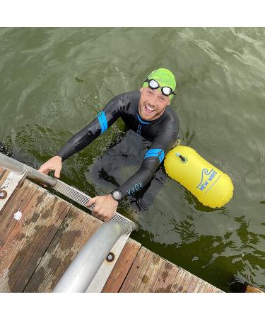 New Wave Swim Bubble - Yellow Safety Swim Buoy for Open Water Swimmers and Triathletes - Buy Online on GoSupps.com