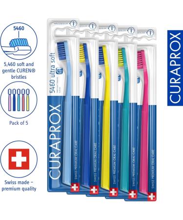 Curaprox 5 x CS 5460 Ultra Soft Toothbrush - Ultra Soft Curen Bristles for Adults - Random Colors - International Shipping Available - Buy Online on GoSupps.com