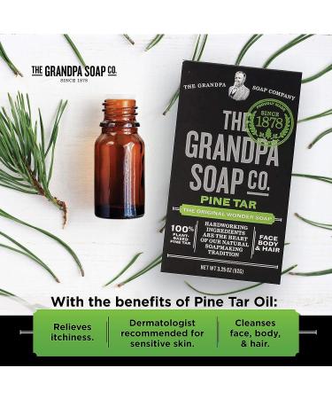 Pine Tar Bar Soap by The Grandpa Soap Company | Vegan 3-in-1 Wonder Soap for Cleansing, Deodorizing, and Moisturizing | 3.25 Oz - Buy Online on GoSupps.com
