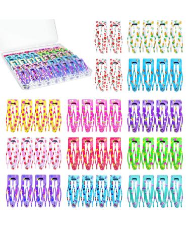 48 Pcs Double Grip Clips for Hair 2 Inch Metal Snap Hair Clips Fruit Barrettes for Women Cute Hair Clips Non Slip Hair Clips for Styling Hair Accessories for Women Girls Birthday Party Gift  12 Styles