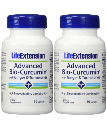 Life Extension Advanced Bio-curcumin with Ginger and Turmerones (Packaging may vary) 30 Count (Pack of 2)