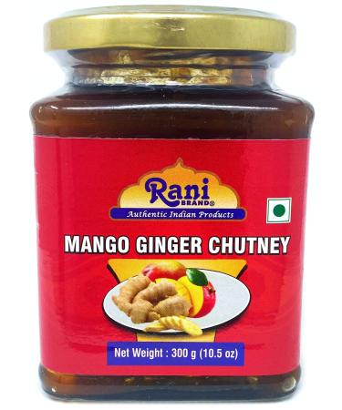 Rani Mango & Ginger Chutney (Indian Preserve) 10.5oz (300g) Glass Jar, Ready to eat, Vegan  Gluten Free, All Natural, NON-GMO Ginger Mango 10.5 Ounce (Pack of 1)