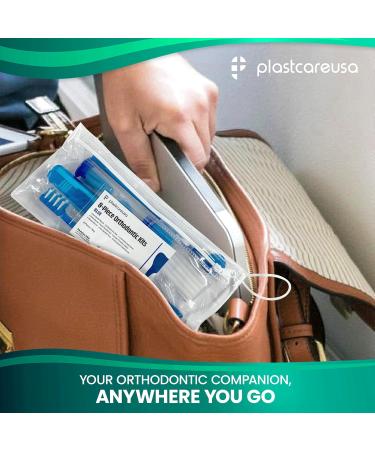 Red Orthodontic 8 Piece Braces Care Kit - Complete Dental Cleaning Set with Travel Toothbrush Wax Floss & Brackets Cleaner for Essential Orthodontia Care - Buy Online on GoSupps.com