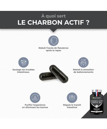 PURECOAL Organic Activated Carbon - Patented Vegetable Charcoal - Made from French Chestnut Wood - Against Bloating Flatulence Swollen Belly - 60 Vegan Capsules - Nutrimea - Buy Online on GoSupps.com