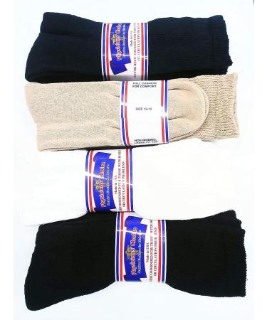Men's Diabetic Socks Size 13-15 - 12 Pair Color Assortment in Black, Tan, Navy, and White - Buy Online on GoSupps.com