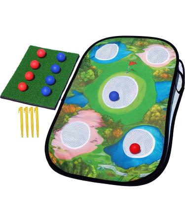 Double Sided Golf Chipping Cornhole Game | Pop Up Target & Chipping Mat Set with 8 Soft Balls - Indoor & Outdoor Practice - Buy Online on GoSupps.com