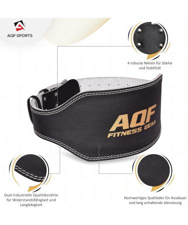 AQF Weight Lifting Belt - 6-Inch Leather Lumbar Support Gym Belt with Steel Buckle for Bodybuilding & Fitness - Large Size 32-36 (Black/Gold) - Buy Online on GoSupps.com