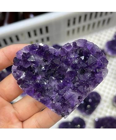 Amethyst Crystals Natural Uruguay Amethyst Quartz Crystal Heart Cluster Specimen JIZTGEDM 4-5cm