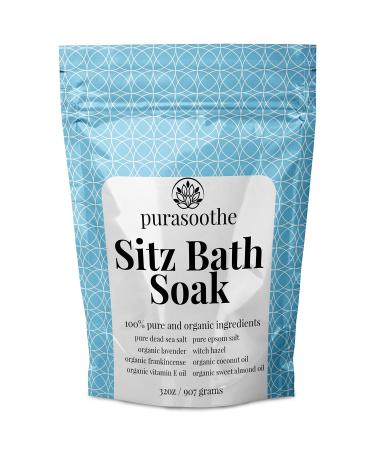 Sitz Bath Salt USA Produced Natural Hemorrhoid Treatment and Postpartum Care - Organic Sitz Bath Soak Dead Sea Salt  Epsom Salt  Witch Hazel  Frankincense  Essential Oils Hemmoroid Treatment 32oz