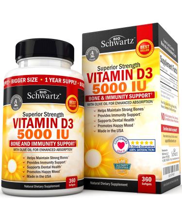 BioSchwartz Superior Strength Vitamin D3 5000 IU 360 Softgels