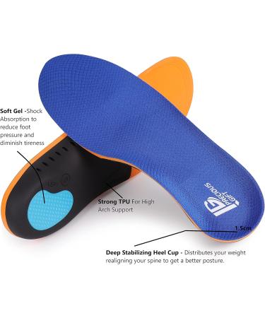 Arch Support Orthotic Shoe Inserts for Men & Women | Relief for Plantar Fasciitis Flat Feet & Heel Pain | Sizes S 6.5-8.5 M & 7.5-9.5 W - Buy Online on GoSupps.com