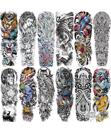 Aresvns Japanese Temporary Tatttoo for Men and women , Sleeve tattoo Temporary,Waterproof full arm and half arm fake tattoos that look real and last long 06