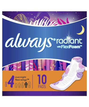 Always Radiant Pads Size 4 Overnight Absorbency | Scented | 10 Count - Buy Online on GoSupps.com