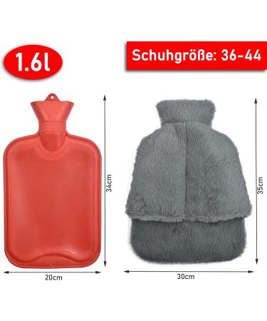2-in-1 Foot Warmer & Heat Bottle - Super Fluffy Electric-Free Winter Heating for Feet - Anthracite Fur Look - Buy Online on GoSupps.com