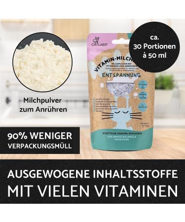 Catlabs Relaxation Milk Shake for Cats | 30 Portions of Vitamin-Enriched Milk Powder | Soothing Supplementary Feed for Anxious Cats - 90g - Buy Online on GoSupps.com
