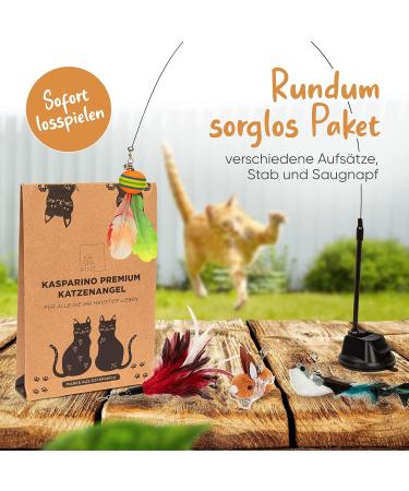 Kasparino Cat Toy Fishing Set 2.0 | Interactive Durable Cat Toys with Springs Bird & Suction Cup | Includes Catnip for Self-Employment Fun - Buy Online on GoSupps.com