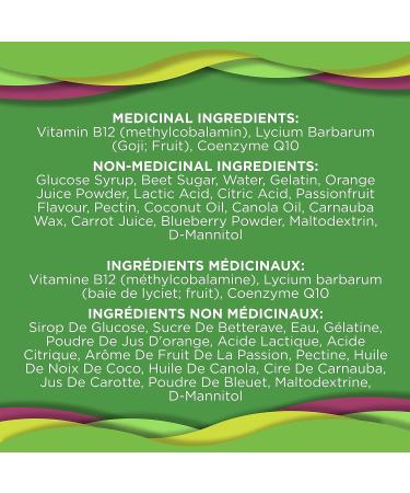 OLLY Daily Energy Gummy Supplement 100% caffeine-free energy vitamins Tropical Passion blend of vitamin B12 CoQ10 & Goji Berry 30 day supply 60 gummies - Buy Online on GoSupps.com