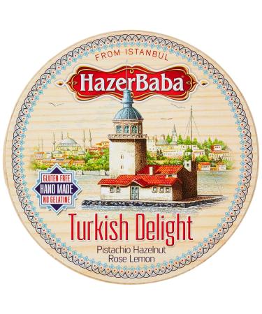 Hazer Baba Genuine Turkish Delight Assorted Wooden Drum 454 g