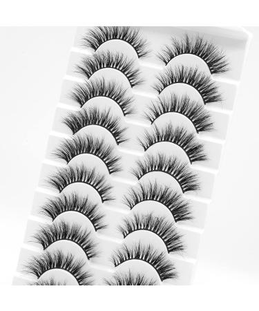 6D Fluffy False Eyelashes - 10 Pairs Natural Cat-Eye Faux Mink Lashes | Thick Soft & Reusable | New Makeup by Happy Heartbeat (ID9) - Buy Online on GoSupps.com