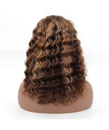 Highlight Short Bob Human Hair Wigs - 12 Inch Curly Lace Closure Wig for Black Women - Buy Online on GoSupps.com