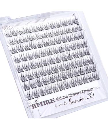 JIMIRE Natural Lash Clusters 3D Wispy Individual Eyelashes Extension Kit | Bond & Seal Glue | DIY 9-12MM CC Curl Fluffy | 96Pcs - Buy Online on GoSupps.com