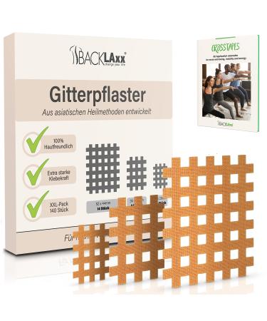 BACKLAxx Cross Tape 140 pi ces qualit premium | Crosstape d acupuncture set 3 tailles A B C | Patchs d acupuncture pour taping cibl | eBook GRATUIT avec 60 exemples d utilisation Beige Talla A B C