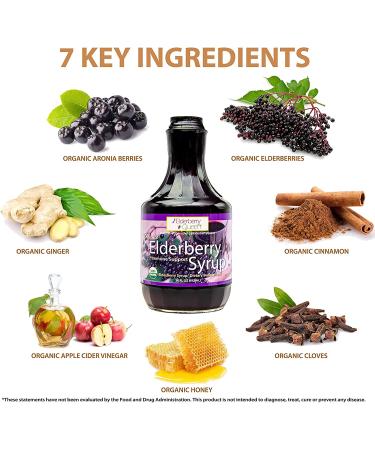 Organic Elderberry Liquid Supplement 30 oz - Pure Natural Immune Support Herbal - Elderberry Queen Sambucus Aronia Berry - Certified Organic - 30 Fl Oz - Buy Online on GoSupps.com