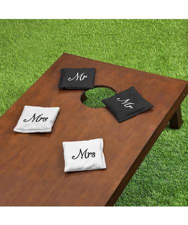 GoSports Wedding Theme Cornhole Bag Set - Mr & Mrs Black and White Bags (Set of 8) - Buy Online on GoSupps.com
