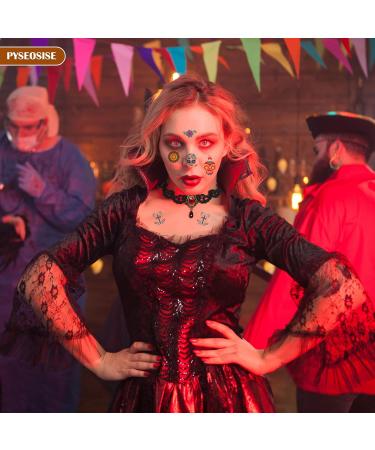 Day of The Dead Costume Accessories Day of the Dead Headpiece Veil Choker Necklace Halloween Face Temporary Tattoos Women - Buy Online on GoSupps.com