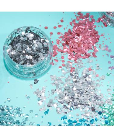 Biodegradable Eco-Glitter | Moon Glitter | 100% Organic Cosmetic Glitter Set (6x3g) with Fixation Gel | Face Body Nails Hair Lips - Buy Online on GoSupps.com