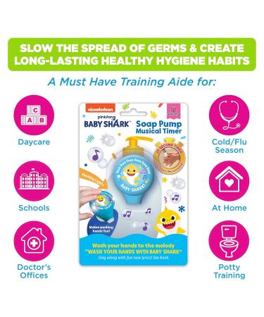 Baby Shark Musical Soap Pump Topper and Timer for Kids Hand Washing Blue 2 Pack - Buy Online on GoSupps.com