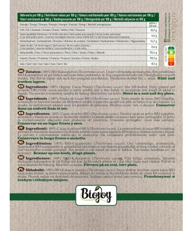 Biojoy Organic Cacao Powder 500g - Raw Sugar-Free - Perfect for Drinking & Baking - Buy Online on GoSupps.com