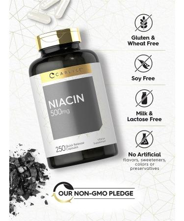 Carlyle Niacin 500mg | 250 Capsules - Non-GMO & Gluten Free - Buy Online on GoSupps.com